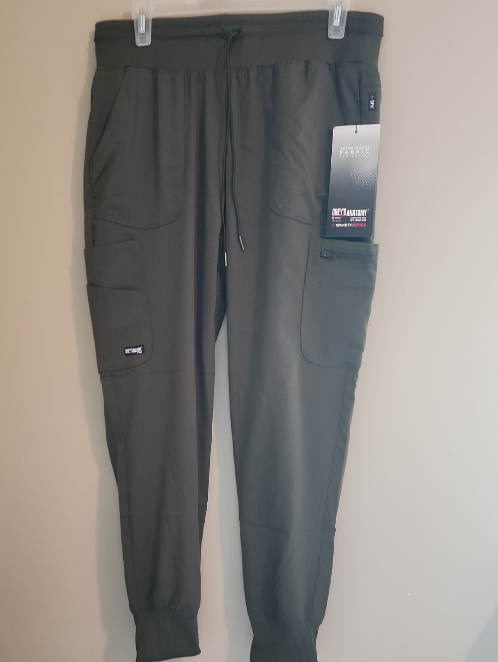 Women's Grey"s Anatomy Olive Green Tech Scrub Jogger Pants with Multiple Pockets